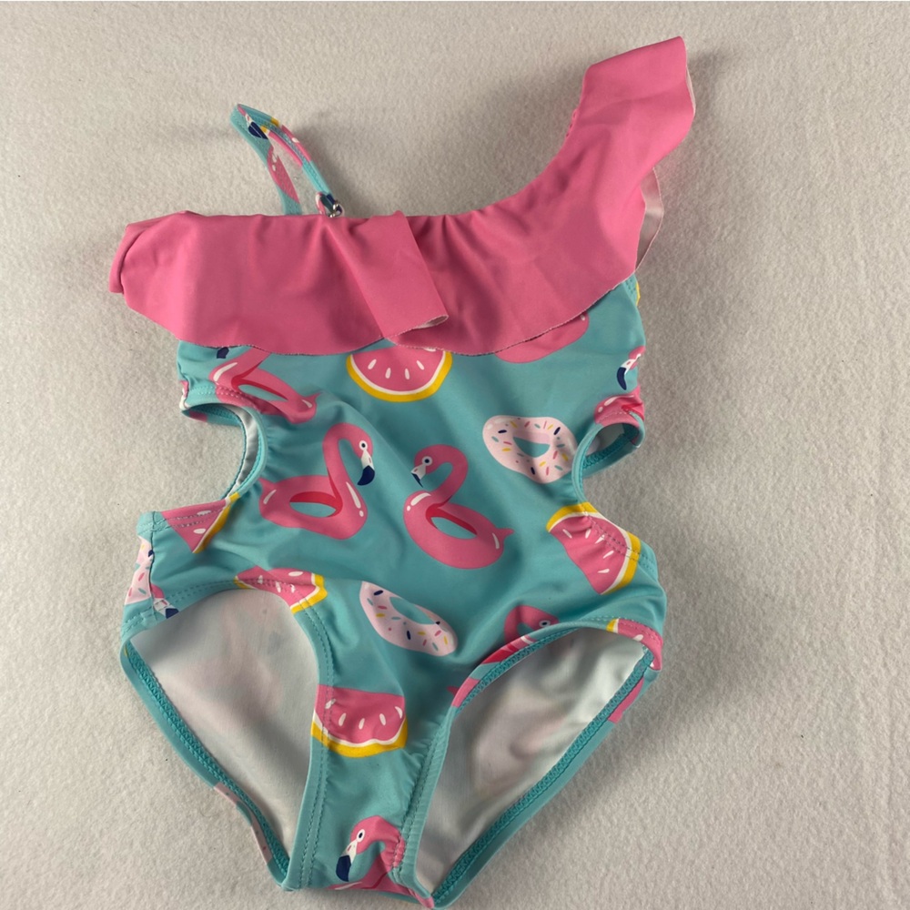 Kids Flamingo and Donut Print Swimsuit Size 18 months Toddler Girl Beach Pool